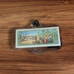 Wooden Costa Rica 5-Colones Souvenir Plaque With Pipe Holder Engraved “Ben” Vint